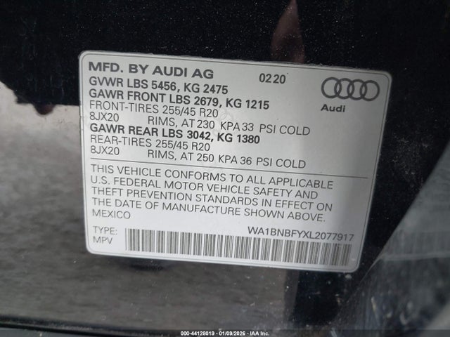 Aukcja sprzedaży 2020 Audi Q5 Premium Plus 45 Tfsi Quattro S Tronic, vin: WA1BNBFYXL2077917, numer aukcji: 44128019
