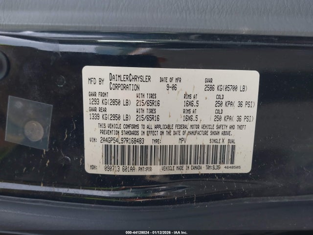 2007 CHRYSLER TOWN & COUNTRY 2A4GP54L97R168483 Photo 8