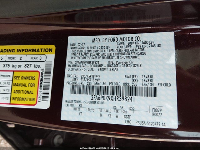 3FA6P0K9XHR398241 Ford Fusion Titanium