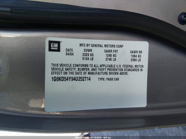 2004 CADILLAC DEVILLE 1G6KD54Y94U252714 Photo 8