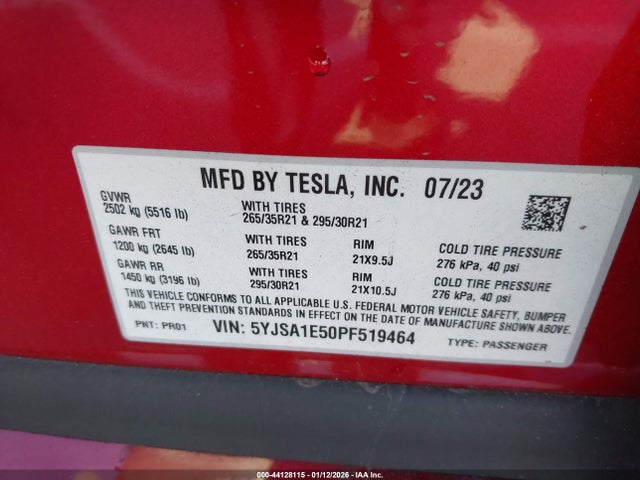 2023 TESLA MODEL S 5YJSA1E50PF519464 Photo 8