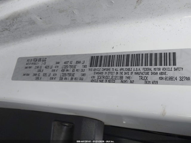 3C6TRVDG1JE121188 RAM Promaster 2500 High Roof 159 Wb