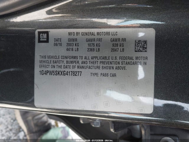 Продажа на аукционе авто 2016 Buick Verano Sport Touring, vin: 1G4PW5SKXG4178277, номер лота: 44128156