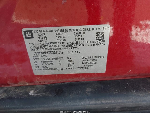 2013 CADILLAC SRX 3GYFNHE3XDS581819 Photo 8