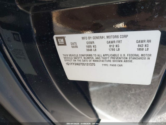 2005 Chevrolet Corvette მანქანა იყიდება აუქციონზე, vin: 1G1YY24U755131370, აუქციონის ნომერი: 44128235