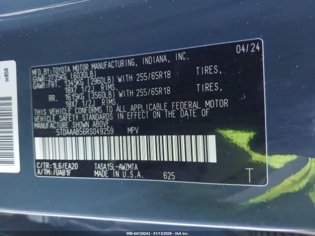 2024 TOYOTA GRAND HIGHLANDER 5TDAAAB56RS049259 Photo 8