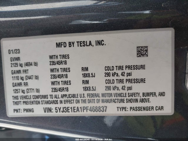 2023 TESLA MODEL 3 5YJ3E1EA1PF468837 Photo 8