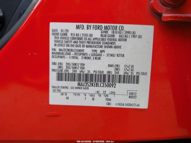 2020 FORD ECOSPORT MAJ3S2KE8LC350092 Photo 8