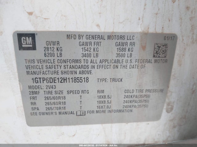 1GTP6DE12H1185518 GMC CANYON SLT