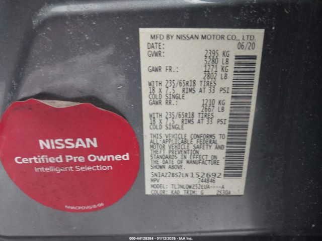 2020 NISSAN MURANO 5N1AZ2BS2LN152692 Photo 8