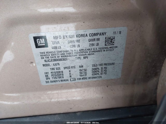 Продажа на аукционе авто 2019 Buick Encore Preferred, vin: KL4CJESB6KB803631, номер лота: 44128385