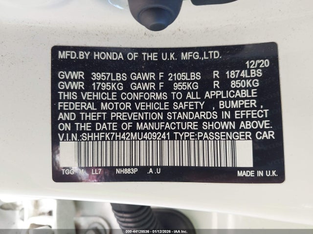 SHHFK7H42MU409241 Honda Civic Sport