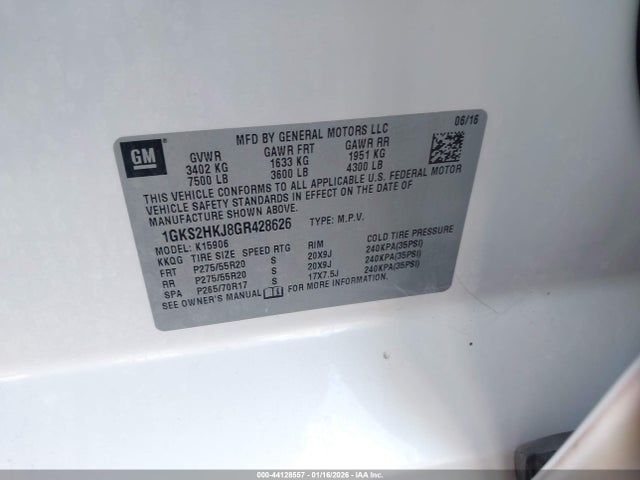 1GKS2HKJ8GR428626 GMC YUKON XL DENALI