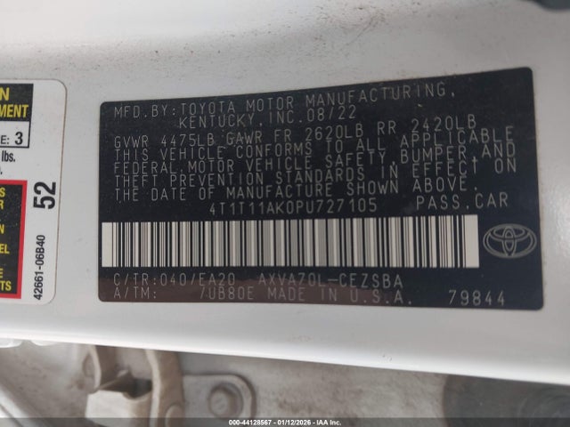 4T1T11AK0PU727105 Toyota CAMRY SE