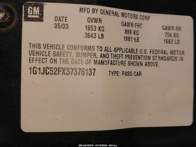 2003 CHEVROLET CAVALIER 1G1JC52FX37376137 Photo 8