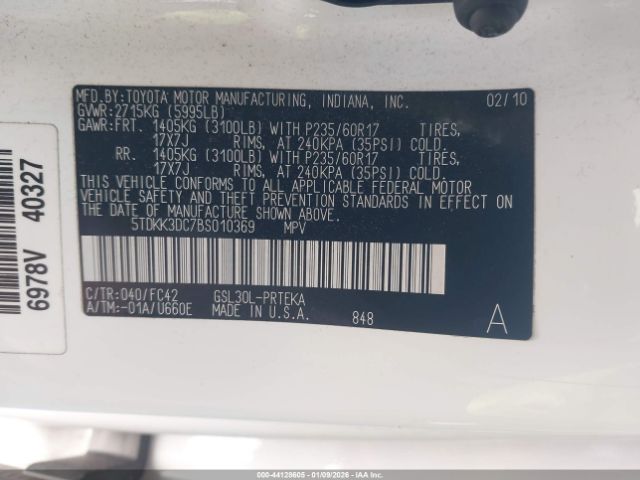 2011 TOYOTA SIENNA 5TDKK3DC7BS010369 Photo 8