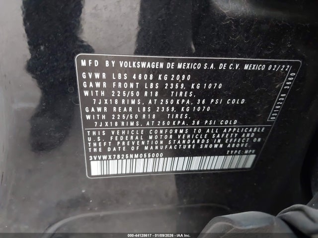 Продаж на аукціоні авто 2022 Volkswagen Taos 1.5t Se, vin: 3VVWX7B25NM055000, номер лоту: 44128617
