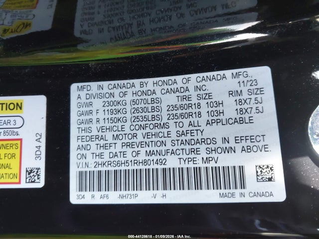 2HKRS6H51RH801492 Honda Cr-v Hybrid Sport