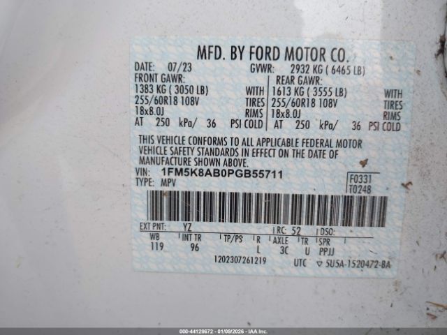 2023 FORD EXPLORER 1FM5K8AB0PGB55711 Photo 8