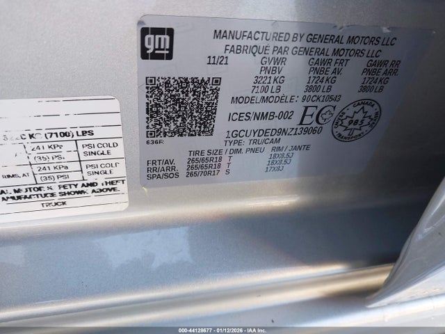 1GCUYDED9NZ139060 Chevrolet Silverado 1500 Ltd Lt