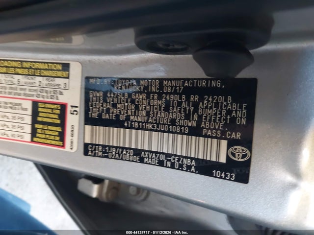 4T1B11HK3JU010819 Toyota Camry L/le/xle/se/xse