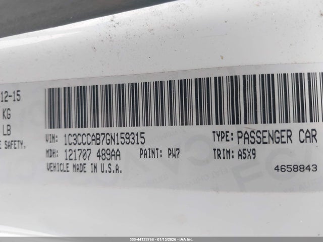 Aukcja sprzedaży 2016 Chrysler 200 Limited, vin: 1C3CCCAB7GN159315, numer aukcji: 44128768
