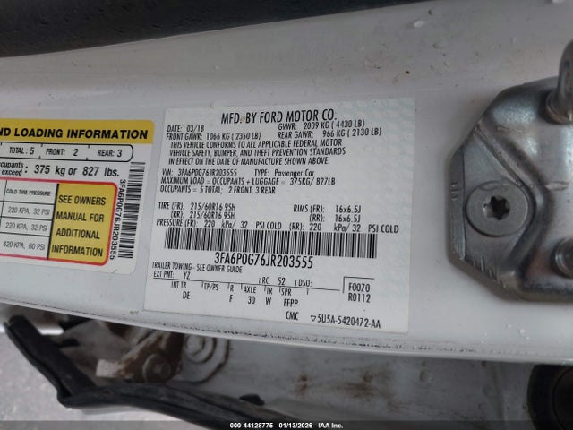 Ford FUSION S 2018 3FA6P0G76JR203555 Image 9