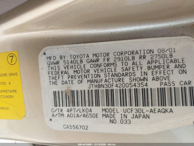 2002 LEXUS LS 430 JTHBN30F420054354 Photo 8