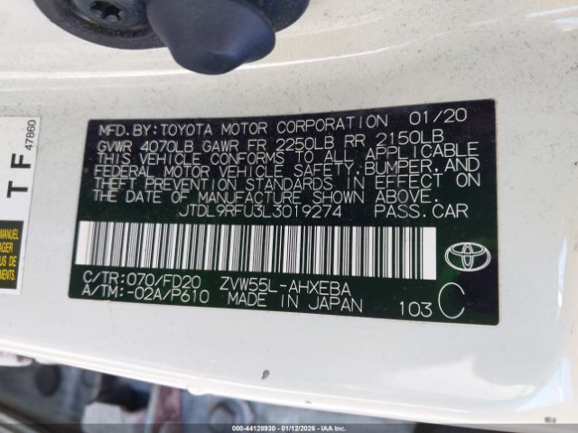 2020 TOYOTA PRIUS JTDL9RFU3L3019274 Photo 8