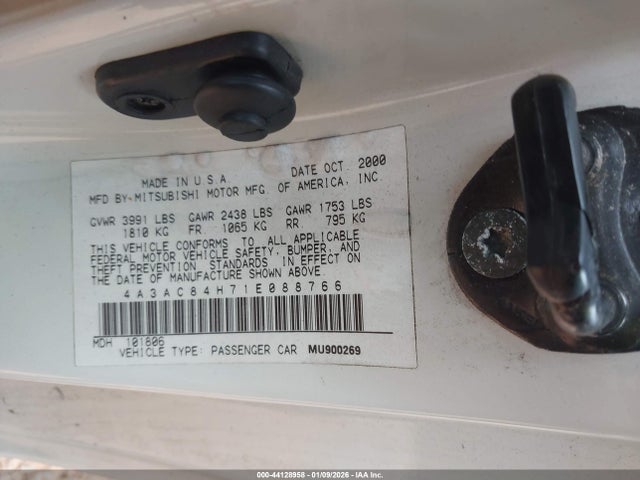 2001 MITSUBISHI ECLIPSE 4A3AC84H71E088766 Photo 8