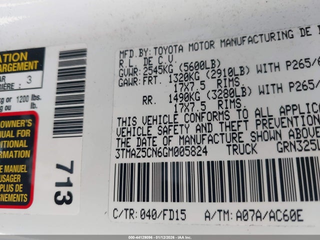 3TMAZ5CN6GM005824 Toyota Tacoma Trd Sport