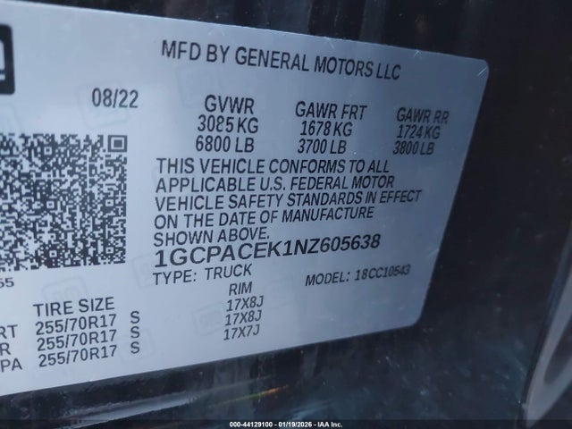 1GCPACEK1NZ605638 Chevrolet Silverado 1500 2wd Short Bed Lt