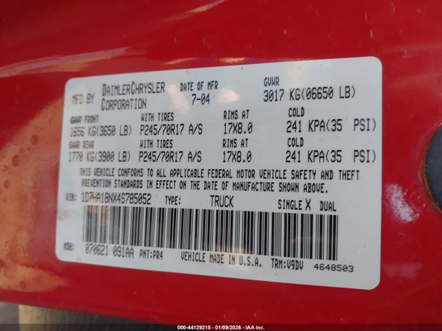 2004 DODGE RAM 1500 1D7HA18NX4S785052 Photo 8
