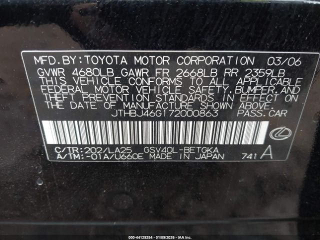 2007 LEXUS ES 350 JTHBJ46G172000863 Photo 8