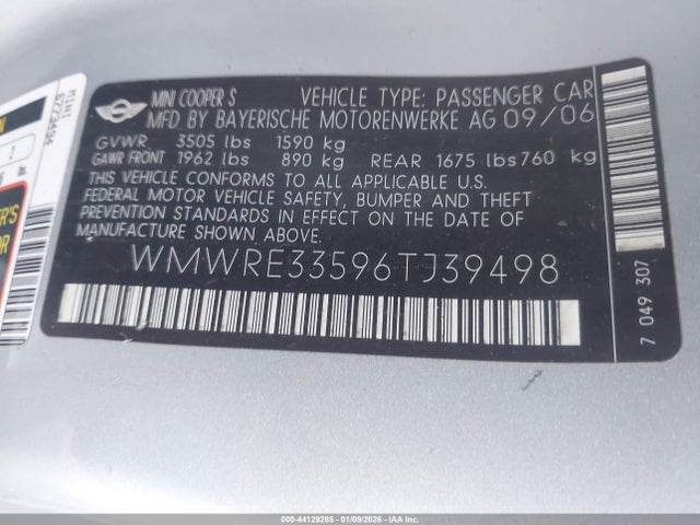 2006 MINI COOPER S WMWRE33596TJ39498 Photo 8