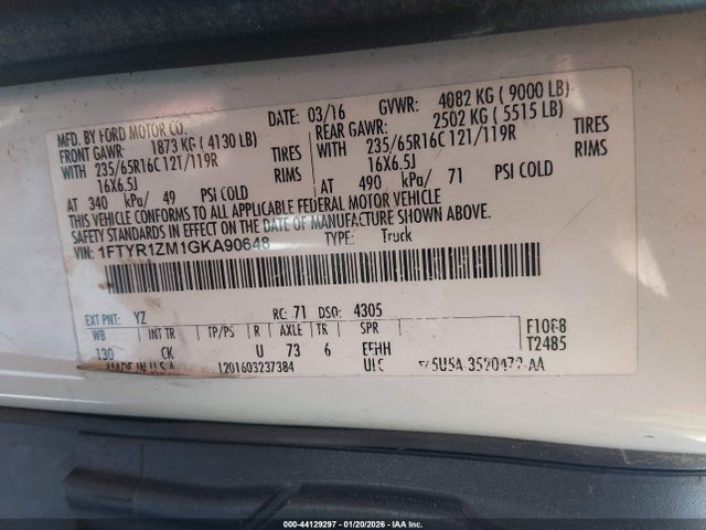 1FTYR1ZM1GKA90648 Ford Transit-250