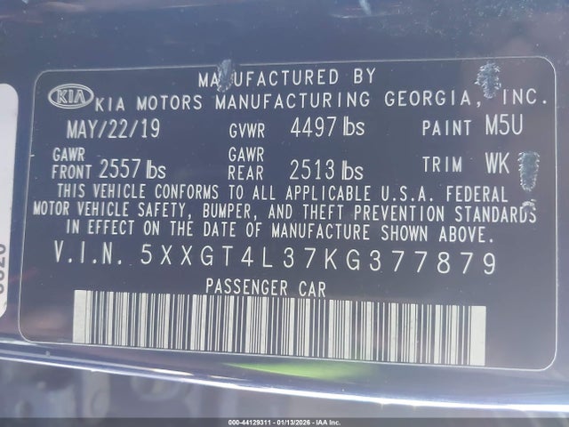 5XXGT4L37KG377879 KIA Optima S