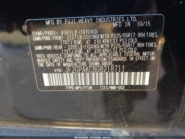 Subaru Crosstrek 2.0i Limited 2016 JF2GPAKC8G8218711 Image 9