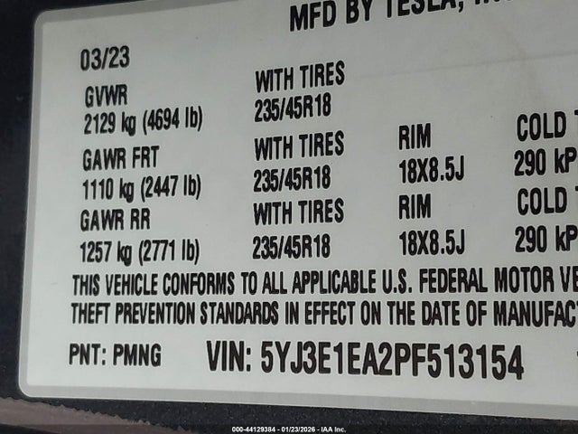 2023 TESLA MODEL 3 5YJ3E1EA2PF513154 Photo 8