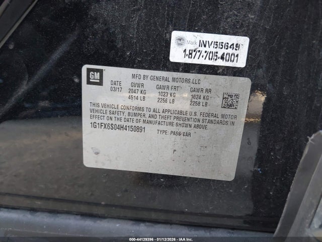 1G1FX6S04H4150891 Chevrolet Bolt Ev Premier