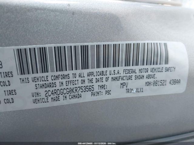 2019 DODGE GRAND CARAVAN 2C4RDGCG0KR753565 Photo 8