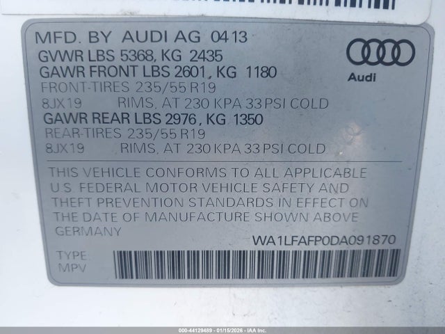 2013 AUDI Q5 WA1LFAFP0DA091870 Photo 8