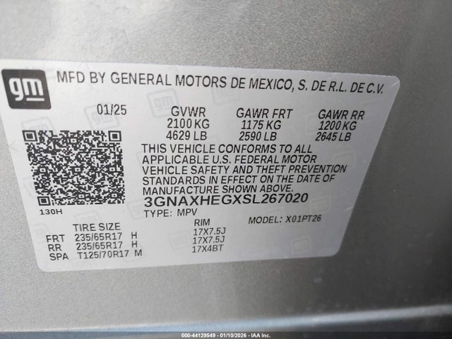 3GNAXHEGXSL267020 Chevrolet Equinox Fwd Lt