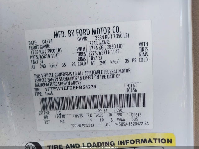 2014 FORD F-150 1FTFW1EF2EFB54239 Photo 8