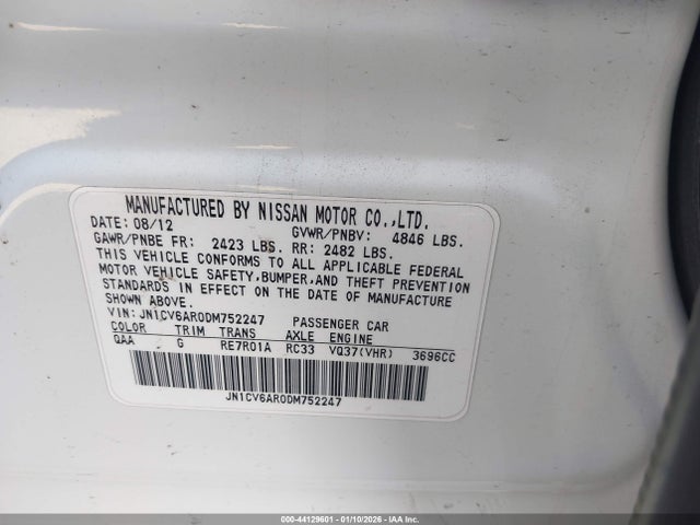 Продаж на аукціоні авто 2013 Infiniti G37x, vin: JN1CV6AR0DM752247, номер лоту: 44129601