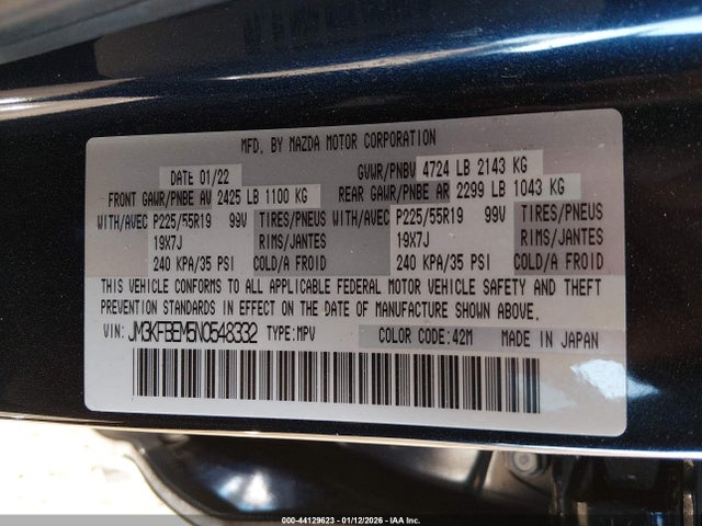 Mazda Cx-5 2.5 S Premium Plus 2022 JM3KFBEM5N0548332 Image 9