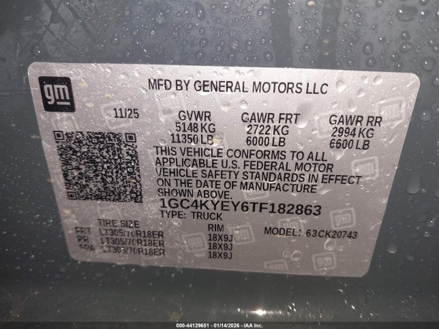 1GC4KYEY6TF182863 Chevrolet SILVERADO 2500HD