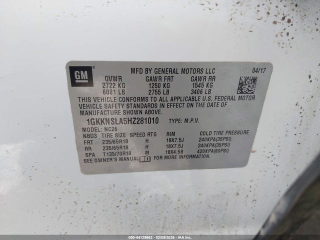 1GKKNSLA5HZ281010 GMC Acadia Sle-2
