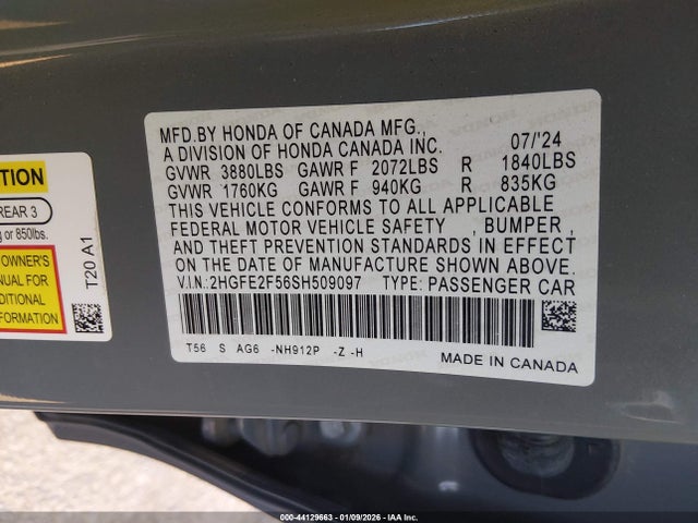 Honda Civic Sport 2025 2HGFE2F56SH509097 Image 9
