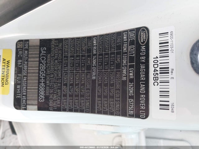 SALCP2BG5HH688663 Land Rover Discovery Sport Se